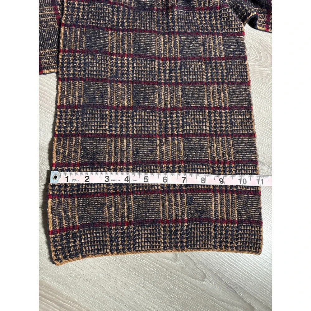 NWT Le Pommier by Olimpia Plaid Scarf Blue‎ Brown Red Wool Blend Made in Italy
